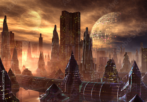Fototapeta Naklejka Na Ścianę i Meble -  Fantasy Alien City