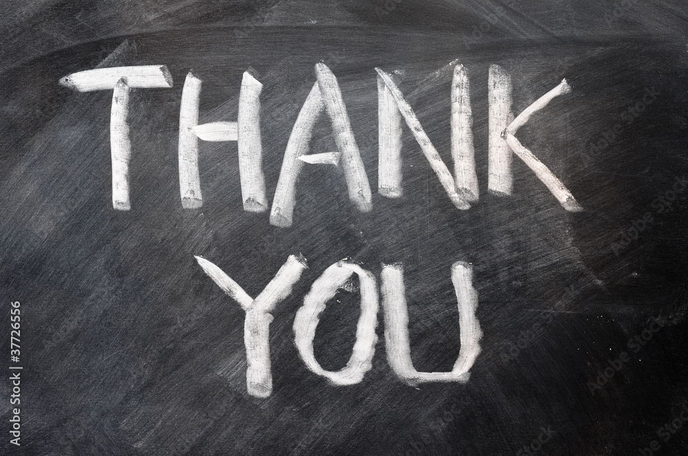Fototapeta premium Thank you written on blackboard