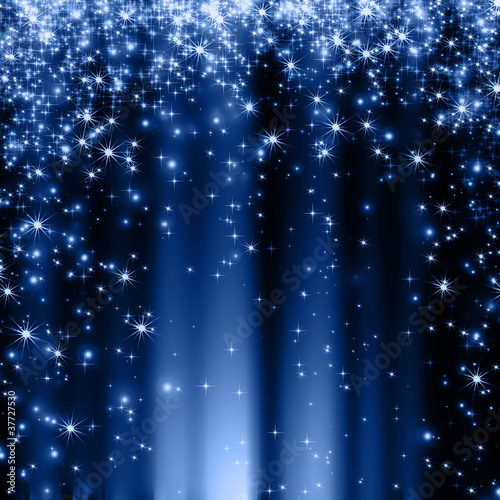 stars descending blue background