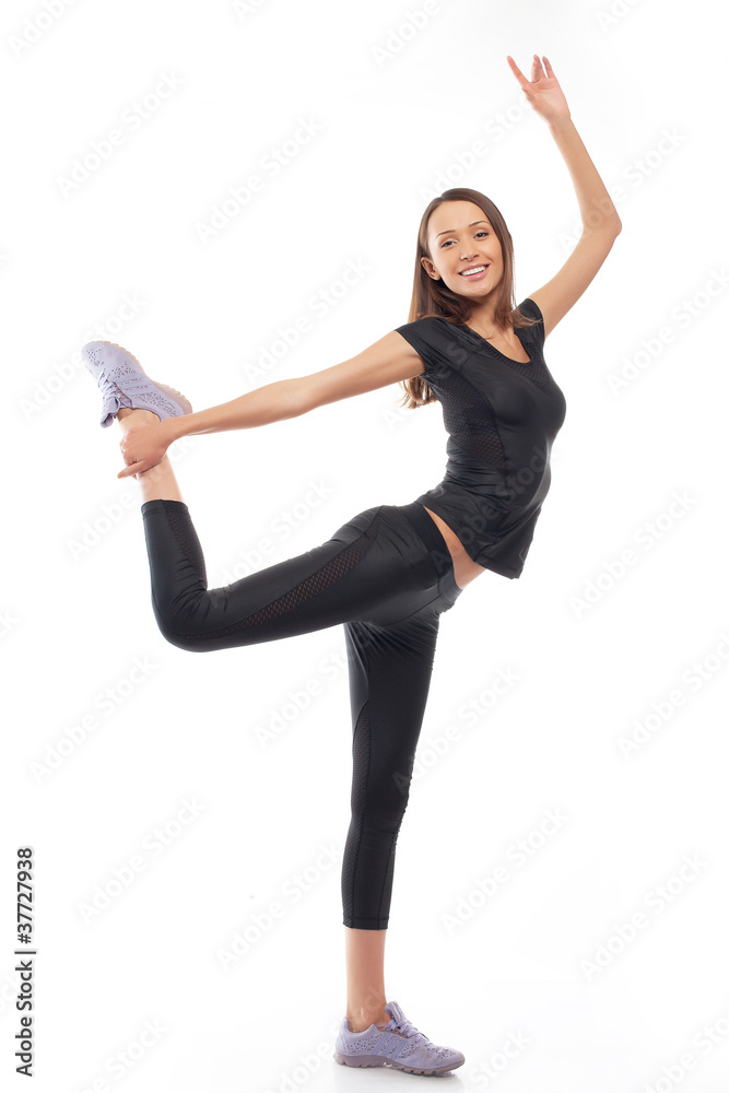fitness trainer standing isolated over white background