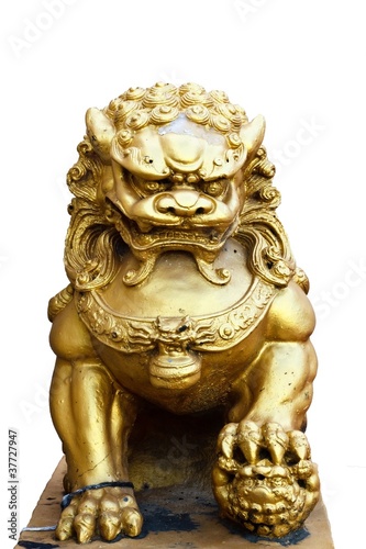 Golden lion statue