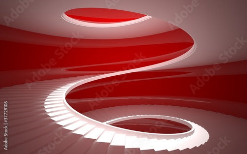 spiral staircase in a white glossy red walls #37729106