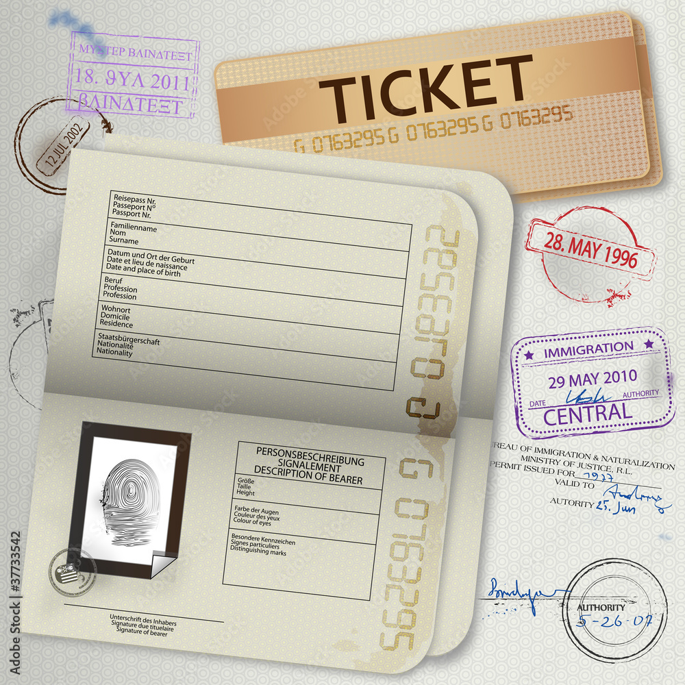 reisedokumente - stempel set