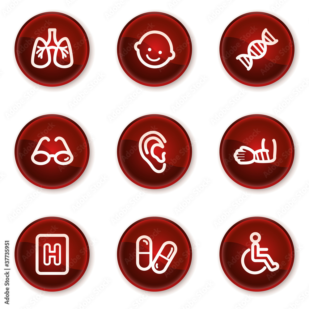 Medicine web icons set 2, dark red circle buttons Medicine web icons set 2, dark red circle buttons
