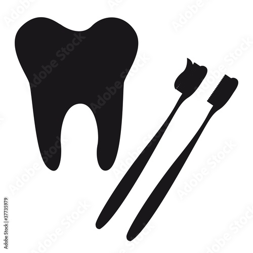 tooth and toothbrush