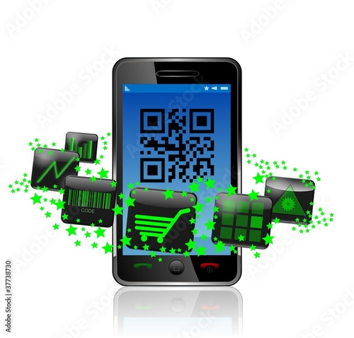 Smartphone mit QR-Code, Marketing