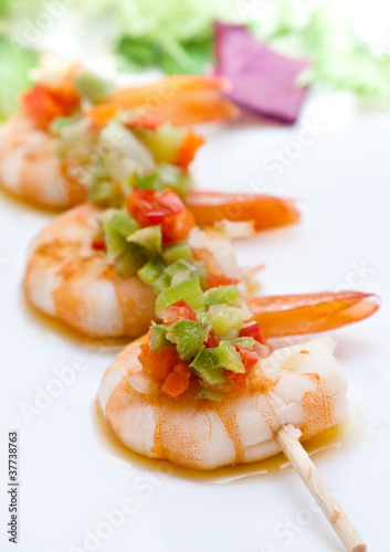 Brocheta de gambas