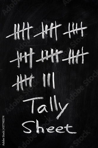 Tally sheet used for counting