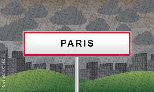 panneau ville paris pluie et nuages