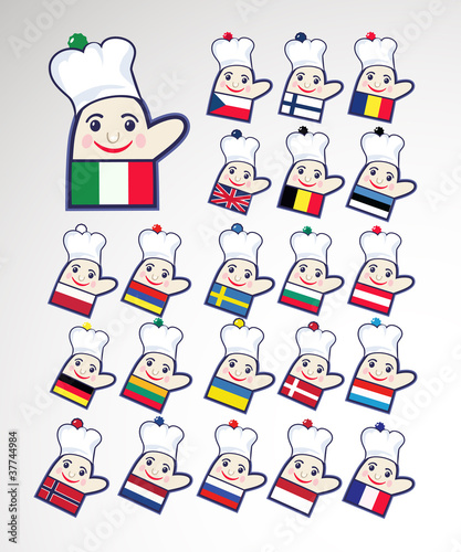 Set of international chefs icons