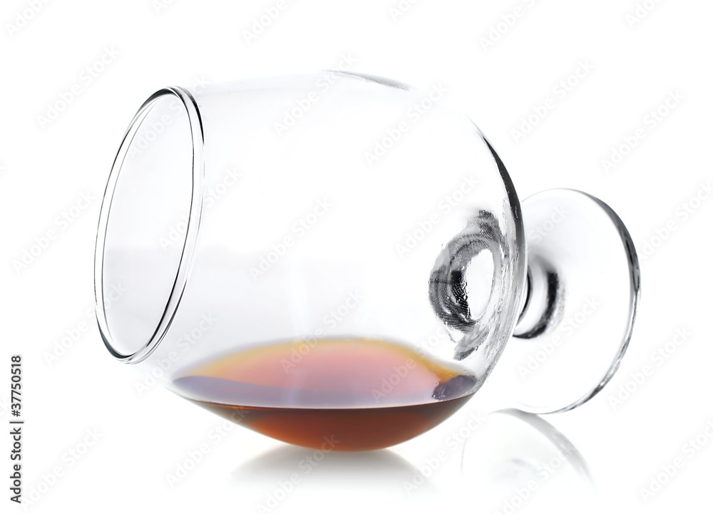 goblet with cognac isolated on white background