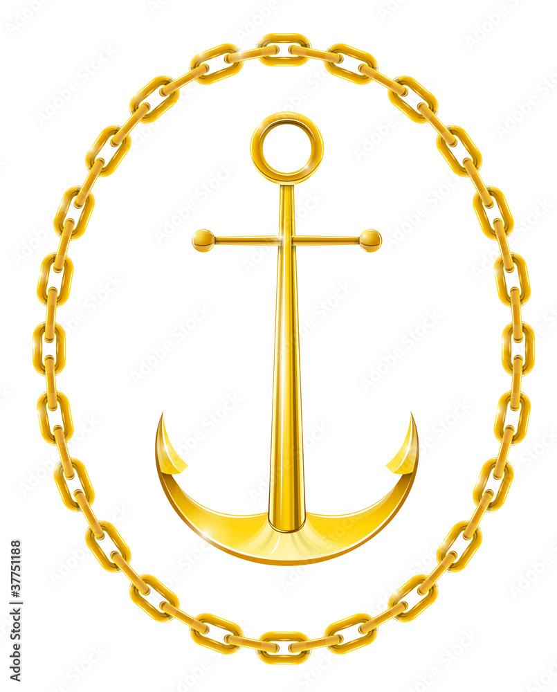 anchor with chain as frame vector illustration isolated Stock Vector ...