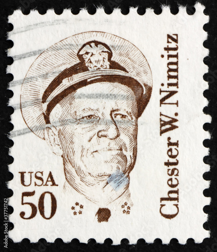 Postage stamp USA 1985 Chester W. Nimitz photo