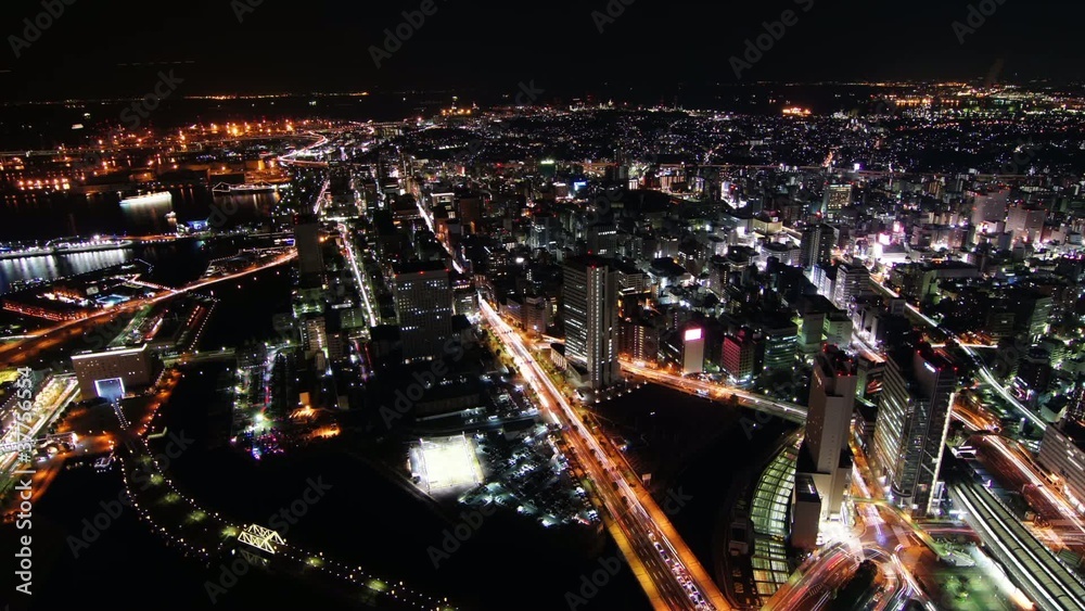 The wide night view. Time Lapse.