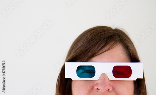 3d glasses on woman