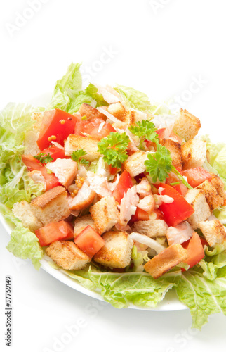 Caesar salad with salmon