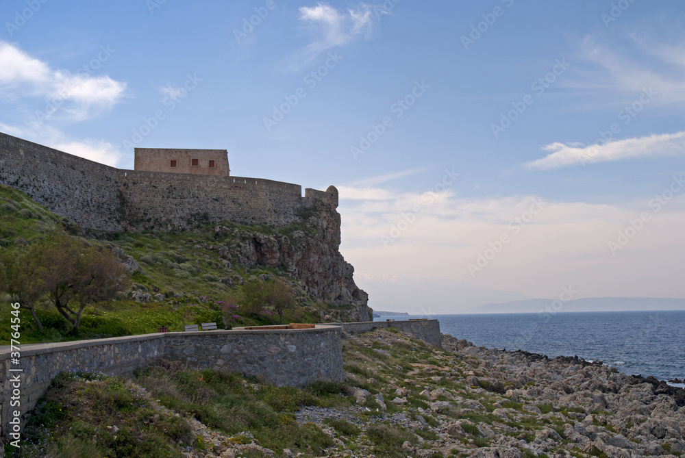 Venetian Fortress above harbour of Rethymno Crete Greece