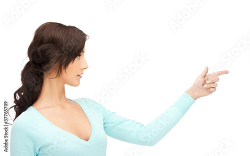 businesswoman pointing her finger