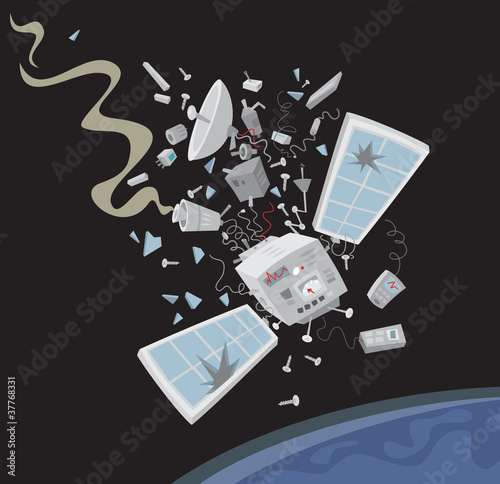 Wrecked satellite