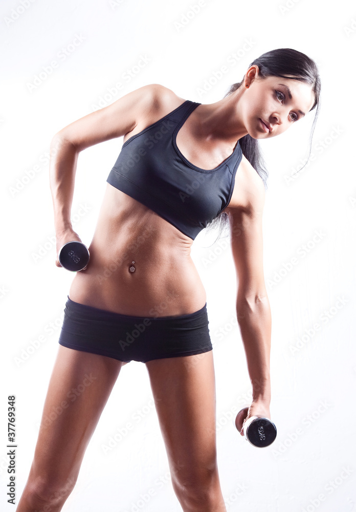 woman with dumbbells woman with dumbbells