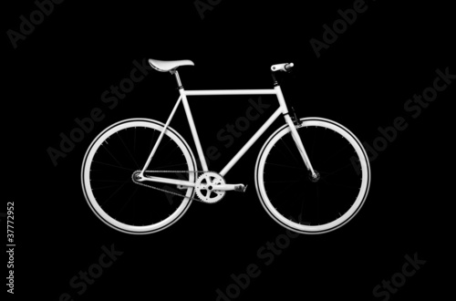 bicicletta bianca lato su fondo nero con riflesso
