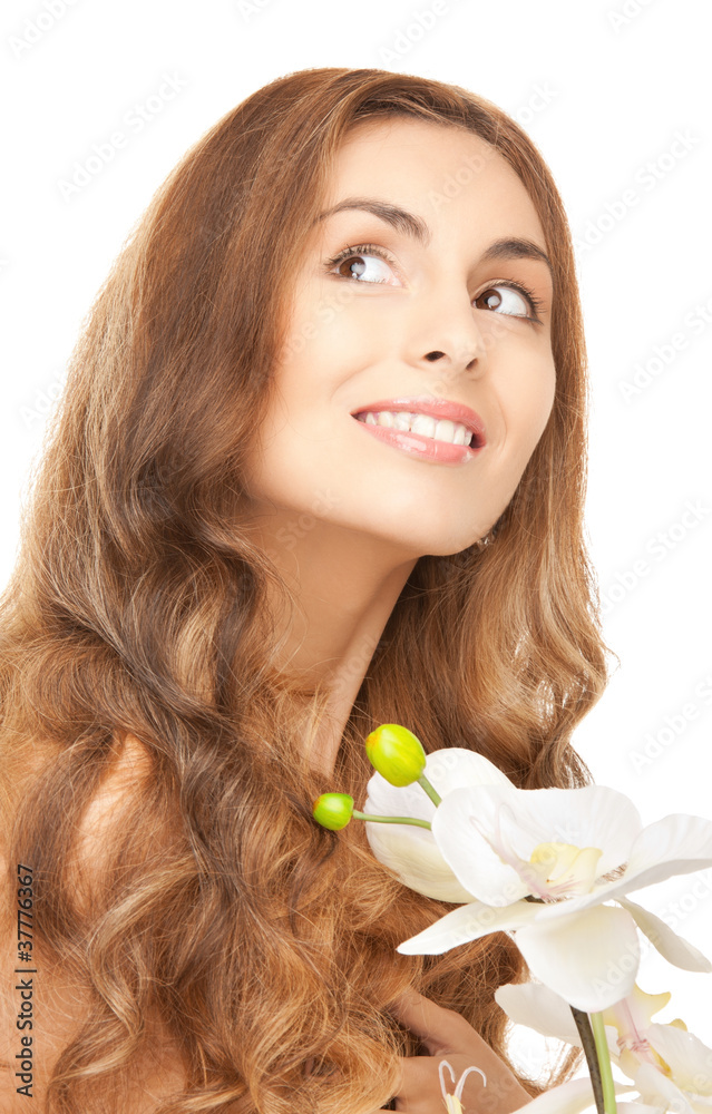beautiful woman with orchid flower beautiful woman with orchid flower