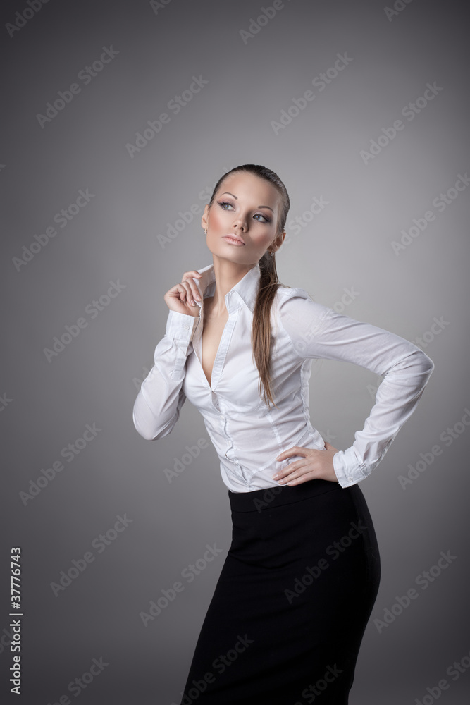 happy business woman smile to you