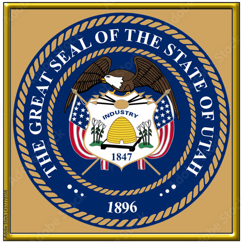 usa states city county utah seal coat emblem