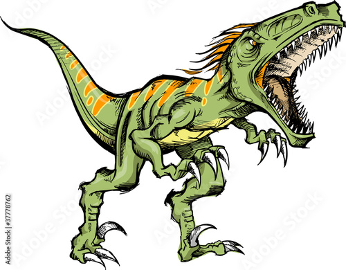 Raptor dinosaur Vector Illustration
