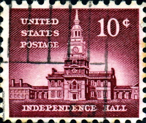 Independence Hall. Us Postage. photo
