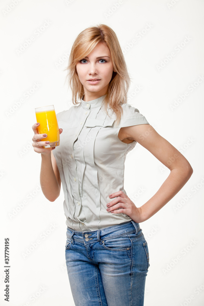 young woman with orange juice young woman with orange juice