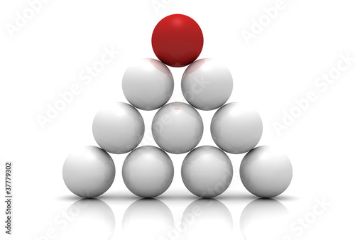 red leader ball of white teamwork concept pyramid