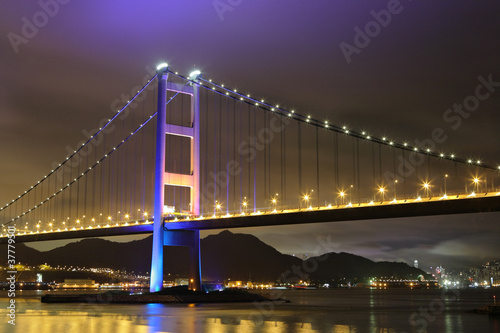 Fototapeta Naklejka Na Ścianę i Meble -  night scene of Tsing Ma bridge