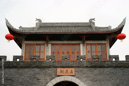 Chinese traditional building with lantern