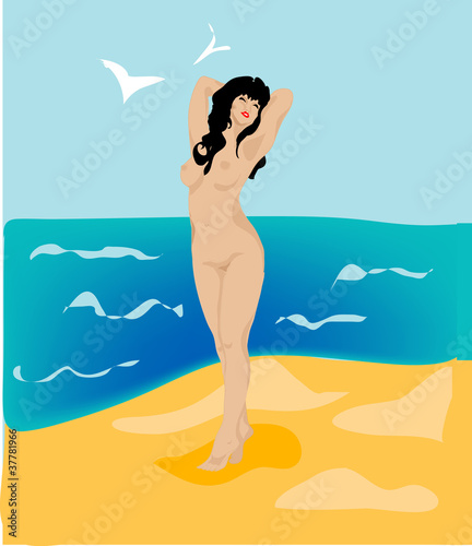 Naked on the beach