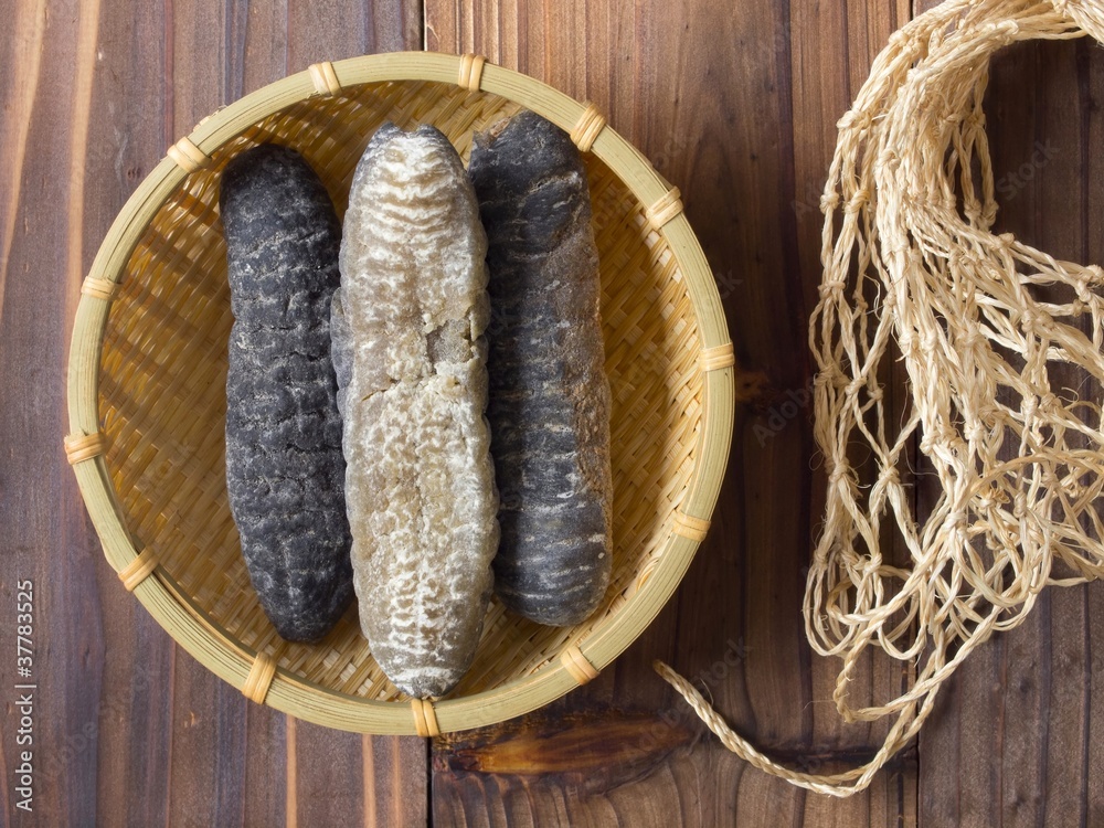 close up of dried sea cucumber