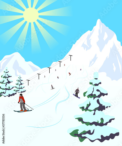 Illustration of winter sport resort