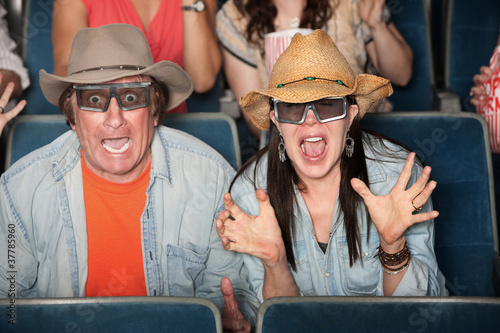Couple Scream With 3d Glasses photo