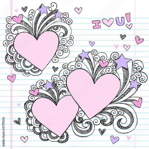 Valentine's Day Love Sketchy Doodles Vector Design Elements