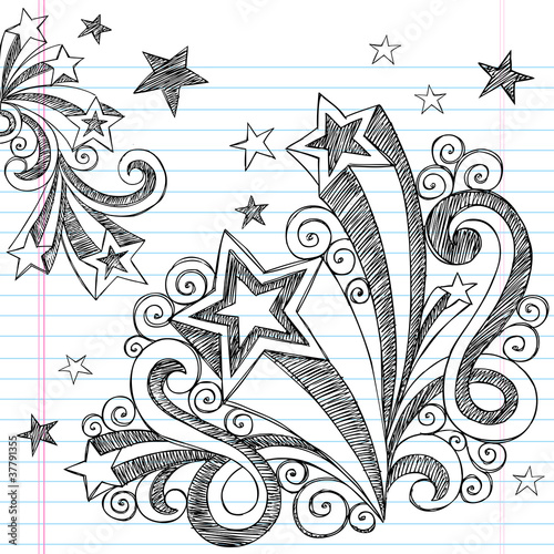 Back to School Sketchy Doodle Stars Vector Design Elements