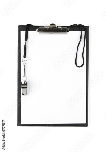 Fotografie Blank sports clipboard on white background