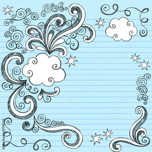 Cloud Sketchy Doodle Vector Page Border Design Elements