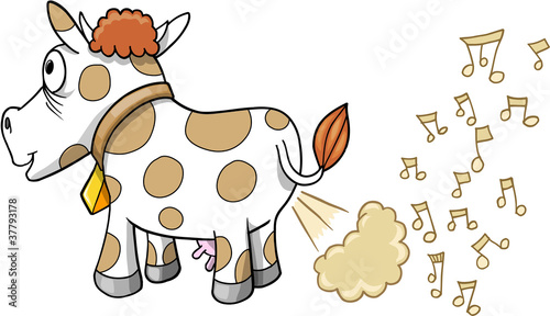 Farting Music Cow Vector Illustration