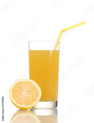 Lemon and orange juice isolated on white