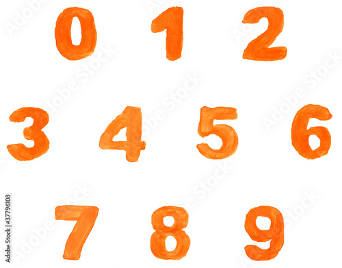 High resolution orange hand painted font set photo