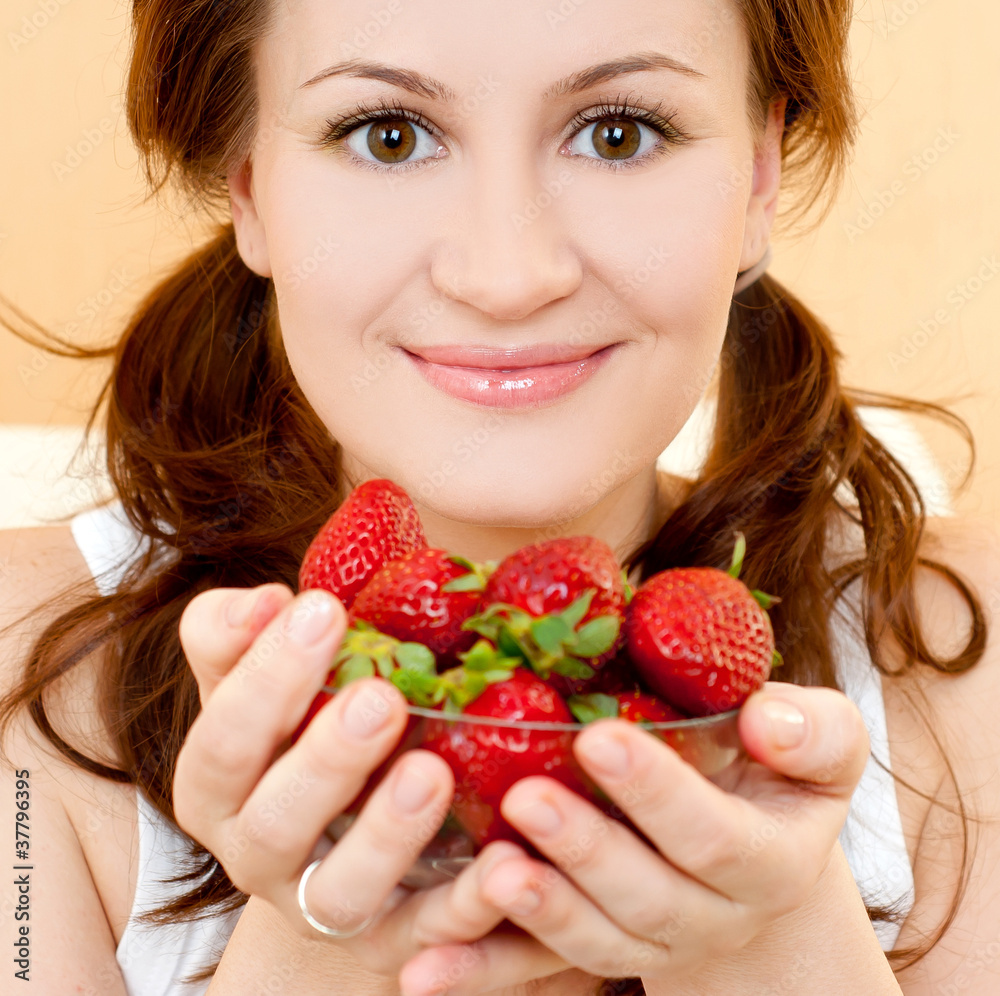 girl with strawberry girl with strawberry