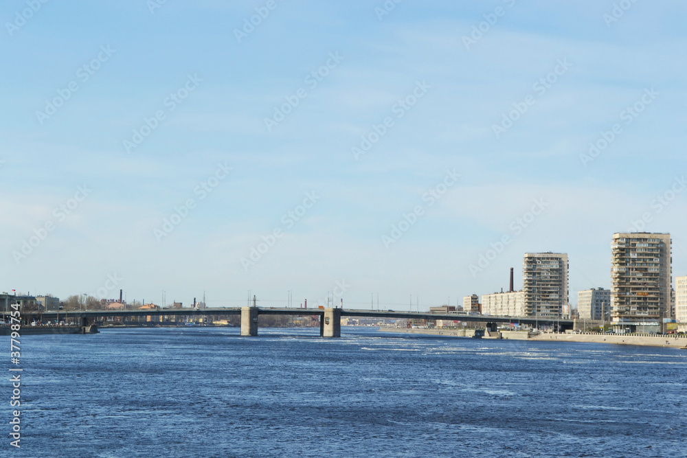 Neva river and Volodarsky bridge, St.Petersburg Neva river and Volodarsky bridge, St.Petersburg