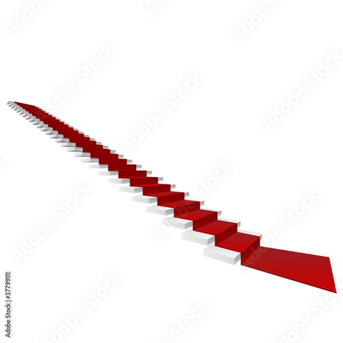 Vector concept 3D white stair and red carpet