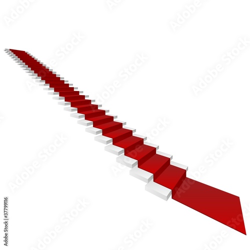 Vector concept 3D white stair and red carpet