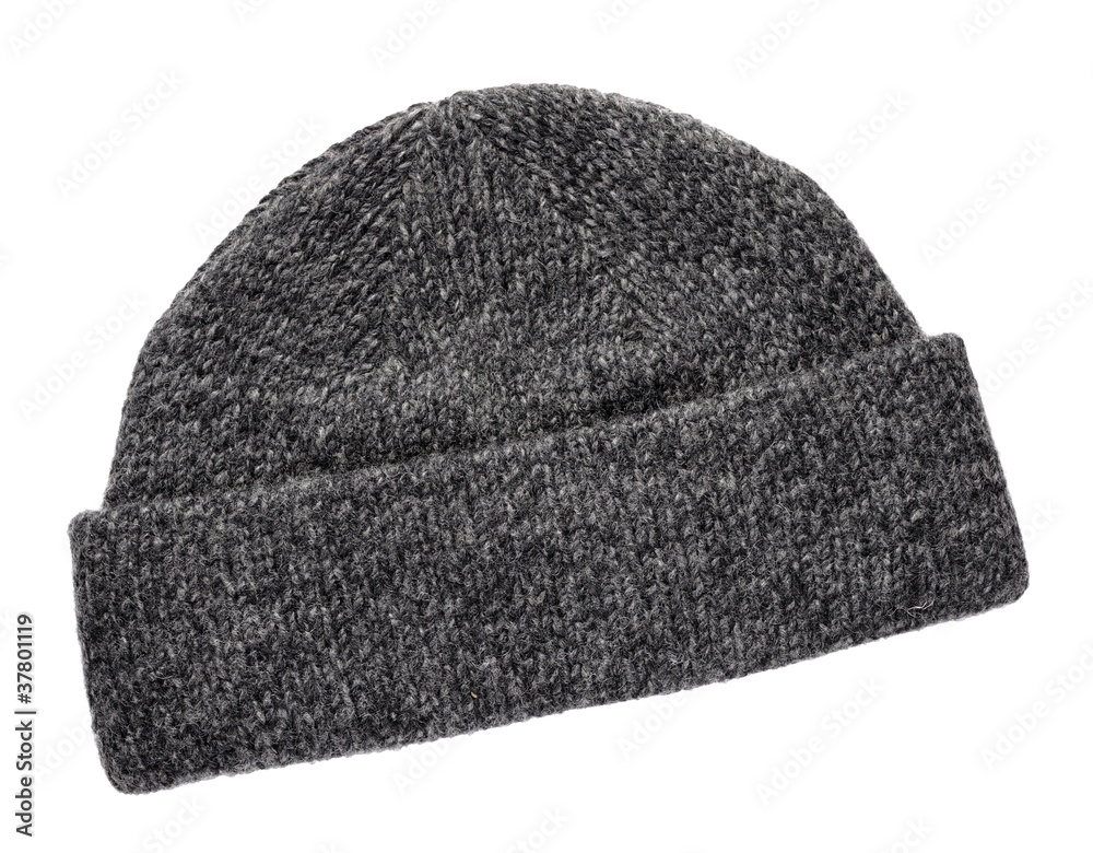 Wool knitted winter hat isolated on white background Wool knitted winter hat isolated on white background